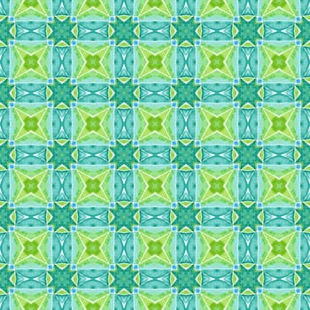 Medallion seamless pattern. Green stylish boho chic summer design. Textile ready authentic print, swimwear fabric, wallpaper, wrapping. Watercolor medallion seamless border.