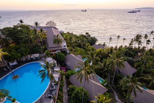 View of a pool resort in Panwa beach in Phuket, Thailand, south east asia