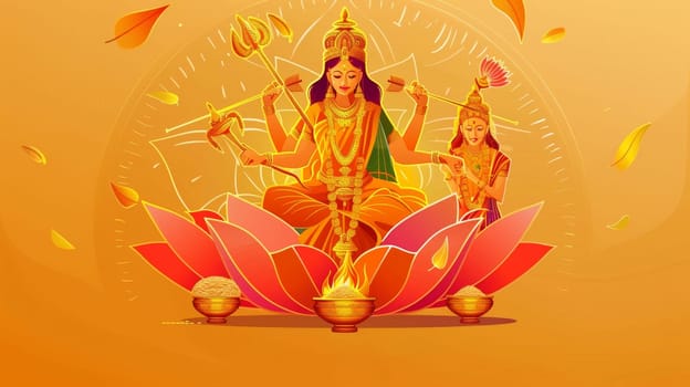 A divine tribute for Akshaya Tritiya, featuring Goddess Lakshmi surrounded by flames, a symbol of eternal wealth and purity