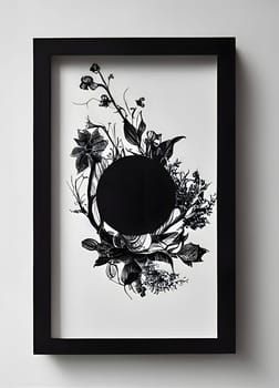 Black and white flowers artfully framed create a stylish and visually captivating composition.