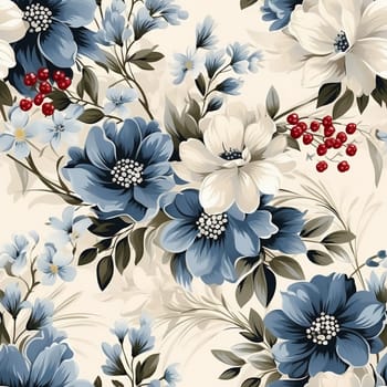 Seamless pattern tile background flowers and floral leaves plants. High quality photo