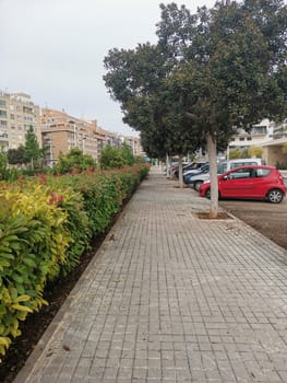 Walking along Alcala Galiano street in Puerto de Sagunto, Valencia, Spain