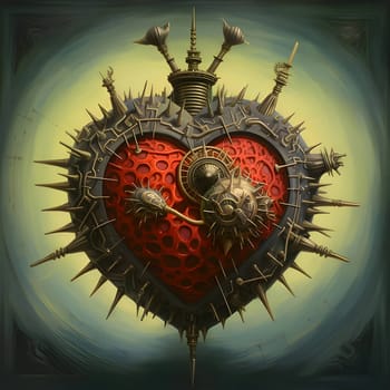 Large abstract heart with spiky design.