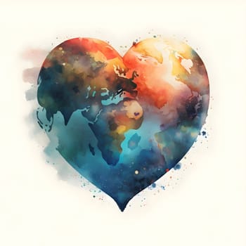 Abstract heart shaped like continents on white background.