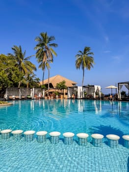 View of a pool resort in Panwa beach in Phuket, Thailand, south east asia