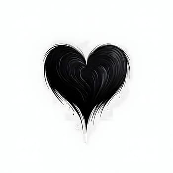 Logo illustration of a black heart on a white isolated background. Heart as a symbol of affection and love. The time of falling in love and love.