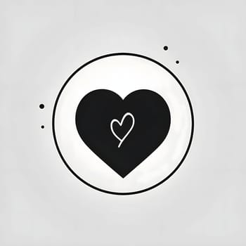 Logo concept black heart in the middle, drawn white outlines, hearts in a circle. Heart as a symbol of affection and love. The time of falling in love and love.