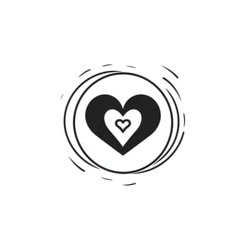 Logo concept black heart in the middle, drawn white outlines, hearts in a circle. Heart as a symbol of affection and love. The time of falling in love and love.