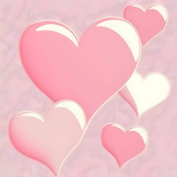 Pink and white hearts on a pink background. Heart as a symbol of affection and love. The time of falling in love and love.