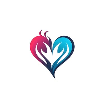 Logo concept heart red and blue on white isolated background. Heart as a symbol of affection and love. The time of falling in love and love.