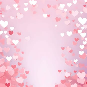 Pink card with red pink and white hearts around the place for your own content in the middle banner. Heart as a symbol of affection and love. The time of falling in love and love.