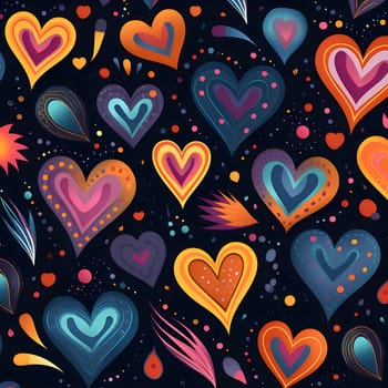 Elegant and modern. Colorful hearts as abstract background, wallpaper, banner, texture design with pattern - vector. Dark colors.