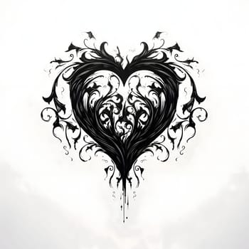 Dark concept of heart tattoo white background. Heart as a symbol of affection and love. The time of falling in love and love.