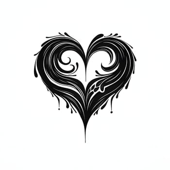 Dark concept of heart tattoo white background. Heart as a symbol of affection and love. The time of falling in love and love.