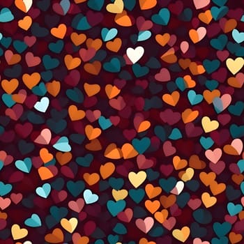 Elegant and modern. Colorful hearts as abstract background, wallpaper, banner, texture design with pattern - vector. Dark colors.