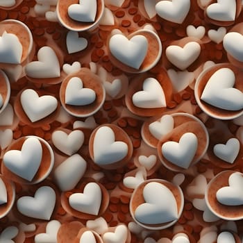 White hearts on cookies, top view. Heart as a symbol of affection and love. The time of falling in love and love.