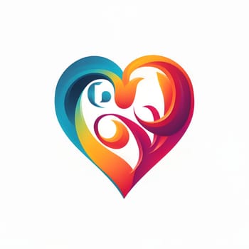 Abstract logos heart with waves colorful, rainbow, white background. Heart as a symbol of affection and love. The time of falling in love and love.