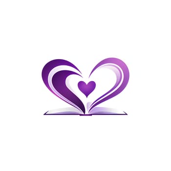 Logo concept abstract heart of purple colors over a book white isolated background. Heart as a symbol of affection and love. The time of falling in love and love.