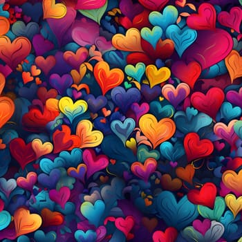 Elegant and modern. Colorful hearts as abstract background, wallpaper, banner, texture design with pattern - vector. Dark colors.