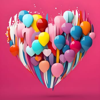 Rainbow colored heart-shaped balloons abstract composition. Heart as a symbol of affection and love. The time of falling in love and love.