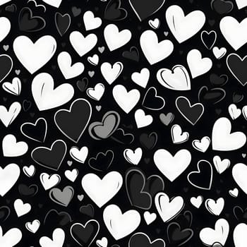 Elegant and modern. Black and white hearts as abstract background, wallpaper, banner, texture design with pattern - vector.