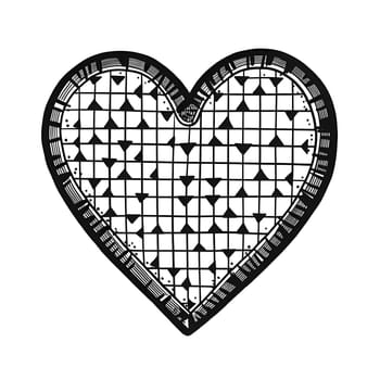 Black heart with truss white isolated background. Heart as a symbol of affection and love. The time of falling in love and love.