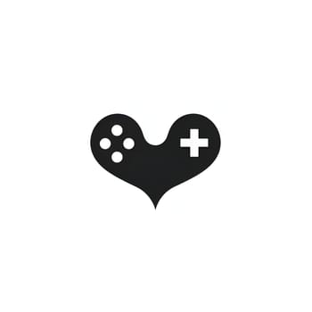 Concept logos heart as controller, game pad white background. Heart as a symbol of affection and love. The time of falling in love and love.