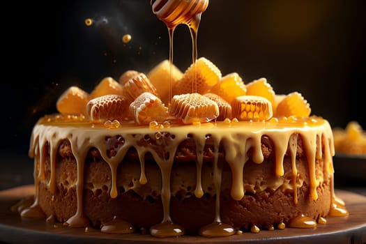 honey cake with honey, glazed .