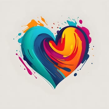 Colorful rainbow heart with watercolor paints, white background. Abstraction. Heart as a symbol of affection and love. The time of falling in love and love.