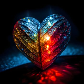 Luminous, colorful rainbow heart with fine ornaments. Heart as a symbol of affection and love. The time of falling in love and love.