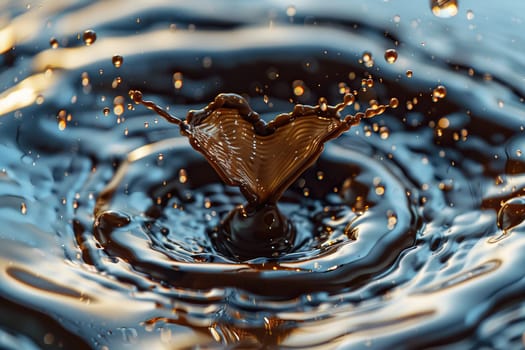 A drop of liquid chocolate with a swirl and splash.