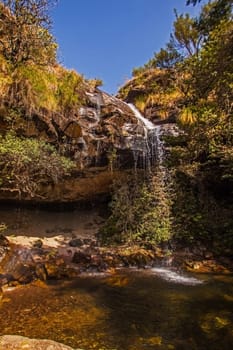 Doreen Falls in the Cathedral Peak Valley, Drakensberg Mountain Range South Africa