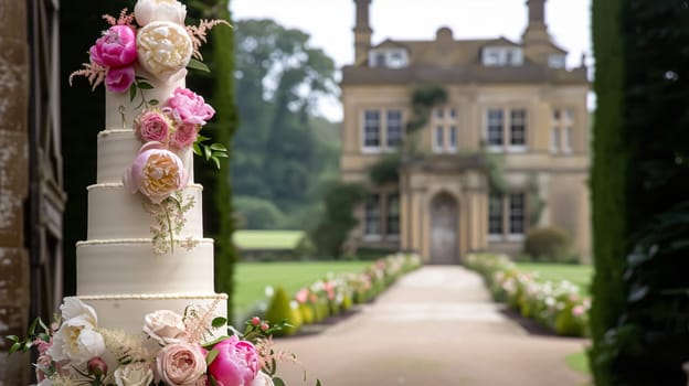 Wedding decoration with peonies, floral decor and event celebration, peony flowers and wedding ceremony in the garden, English country style