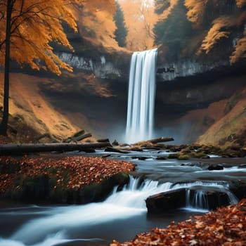 Fall's Embrace: A Serene Journey Through Autumn's Waterfall Wonderland