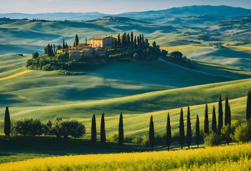 Tuscany rural sunset landscape countryside nature background