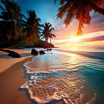 Tropical Bliss: Serene Beauty of the Beautiful Blue Water Beach