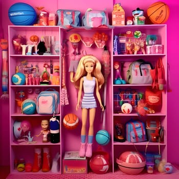 Barbie doll displayed against a backdrop of toy shelves