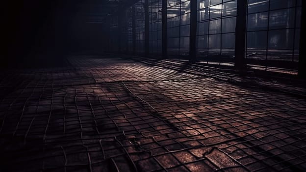 Abstract metallic grid background. Rusty industrial grid texture. Generated AI