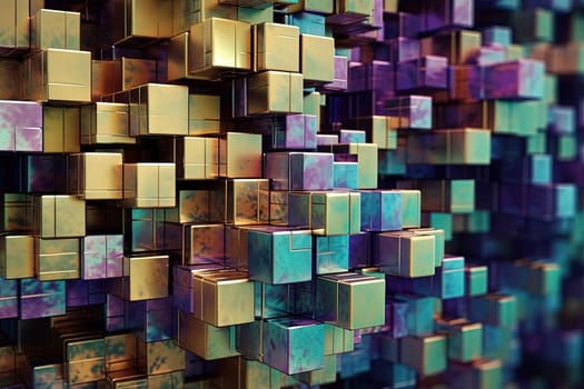 Abstract background with structure of cubes. Colorful cubes texture for technology backdrop. Generated AI