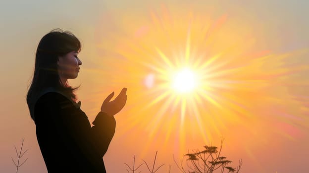 A side view of a person engaging in meditation during sunrise. The sunlight and the serene environment contribute to the theme of inner peace