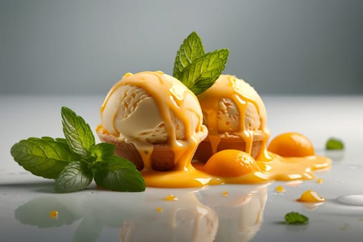 balls of juicy orange ice cream .