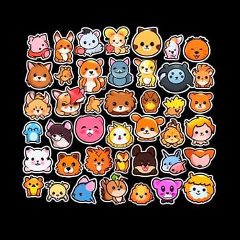 New icons collection: Set of cute cartoon animals stickers. Vector illustration for your design.