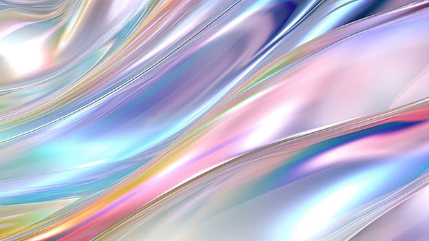 Abstract holographic waves on the iridescent background. Generated AI