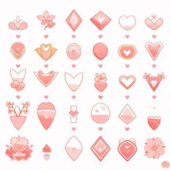 New icons collection: Vector set of pink heart icons and symbols for Valentines day.