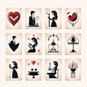 New icons collection: Set of Valentines Day icons. Vector illustration in retro style.
