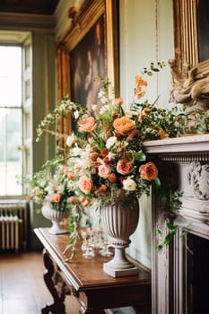 Floral decoration, wedding decor and autumn holiday celebration, autumnal flowers and event decorations in the English countryside mansion estate, country style idea