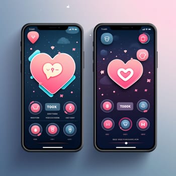 Smartphone screen: Modern mobile phone with love app. Vector illustration. Eps 10.
