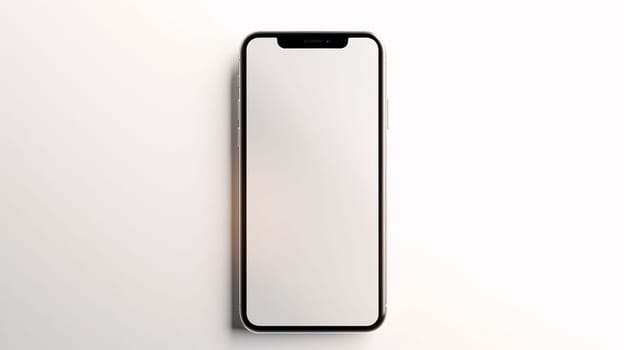 Smartphone screen: Smartphone mockup with blank screen on white background. 3d rendering