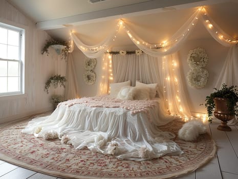 Elegant bridal suite with soft lighting and delicate decor