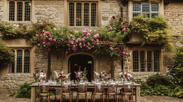 Wedding decoration with peonies, floral decor and event celebration, peony flowers and wedding ceremony in the garden, English country style